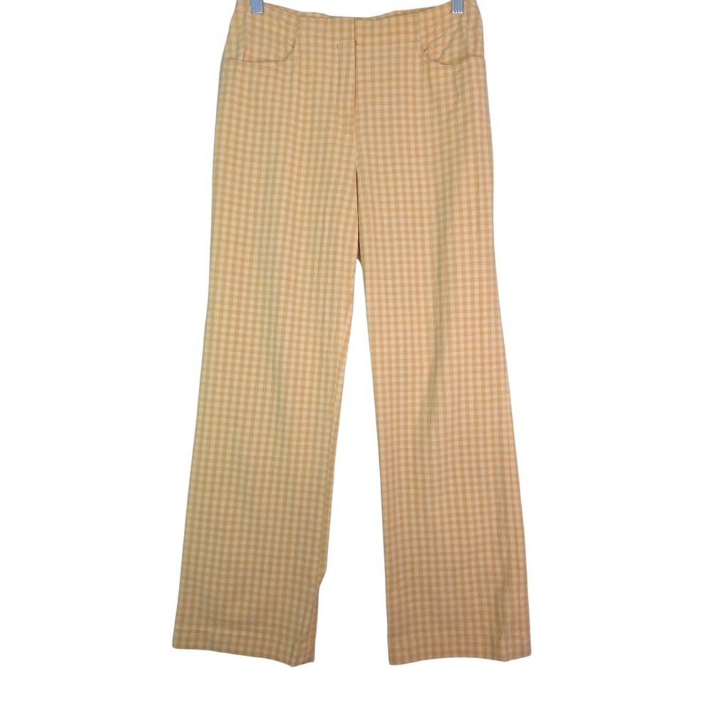 Gunex Grocery Store Trousers Women 6 Cotton Silk Linen Yellow Gingham Vintage